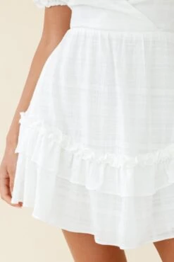 Andes Puff Sleeve Key-Hole Back Dress White -Selfie Leslie Shop 02ST2141V WHITE 8