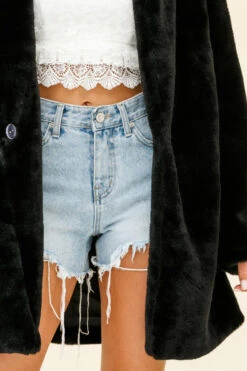 Tahoe Faux Fur Notch Lapel Coat Black -Selfie Leslie Shop 14136b01 black 191030sl1780