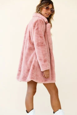 Tahoe Faux Fur Notch Lapel Coat Blush -Selfie Leslie Shop 14136b01 blush 191029sl1289