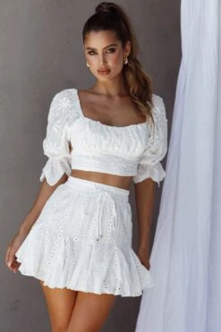 Robyn Flounce Mini Skirt Eyelet White 11 Robyn Flounce Mini Skirt Eyelet White -Selfie Leslie Shop 14254BR39 S 20WHITE 2