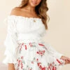 Robyn Flounce Mini Skirt Floral Print White 2 Robyn Flounce Mini Skirt Floral Print White -Selfie Leslie Shop 14254b24 s white 190805sl14738 ps bottom