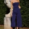 Chosen Strapless Wide Leg Jumpsuit Navy -Selfie Leslie Shop 14289BNAVY 1