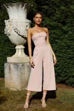 Chosen Strapless Wide Leg Jumpsuit Nude Pink -Selfie Leslie Shop 14289BNUDEPINK 4