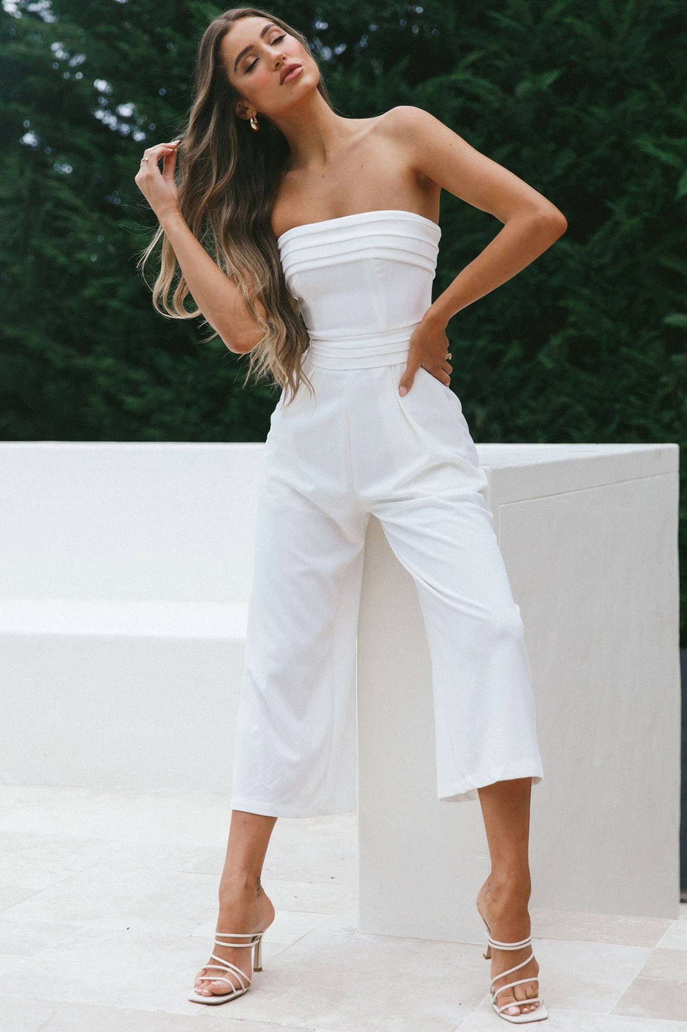 Chosen Strapless Wide Leg Jumpsuit White 3 Chosen Strapless Wide Leg Jumpsuit White