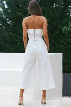 Chosen Strapless Wide Leg Jumpsuit White 17 Chosen Strapless Wide Leg Jumpsuit White -Selfie Leslie Shop 14289BWHITE 3