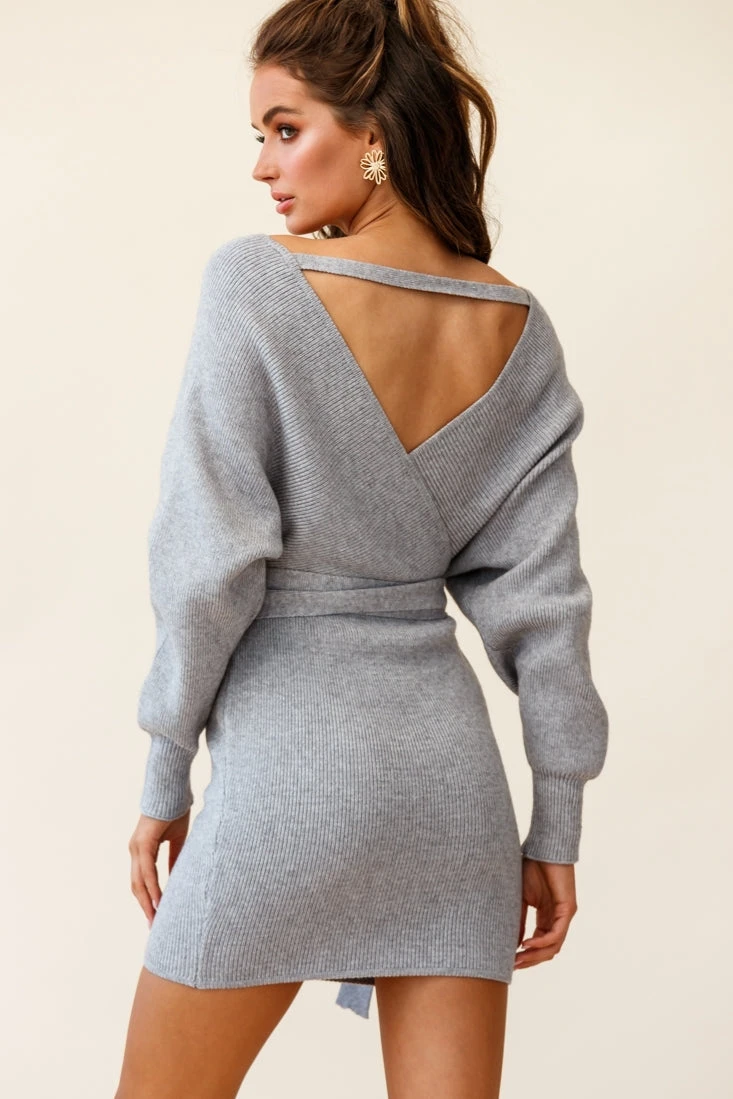 Cameo Batwing Knit Dress Grey 9 Cameo Batwing Knit Dress Grey - Image 7