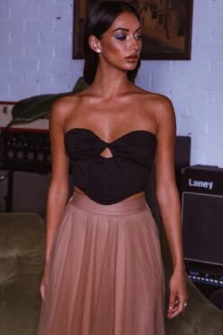 Jasmine Organza Mesh Elasticated Waist Midi Skirt Brown -Selfie Leslie Shop 14491B01 20BROWN 8