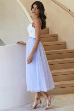 Jasmine Organza Mesh Elasticated Waist Midi Skirt Lavender -Selfie Leslie Shop 14491b01 lavender 5