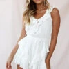 Petrie Ruffle Detail String Waist-Tie Romper White -Selfie Leslie Shop 190122sl 0751 st1966b white