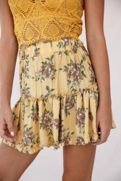 Alexi Floral Mini Skirt Mustard Print -Selfie Leslie Shop 190122sl 1206 25292b18 s mustard 26958d mustard