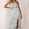 Kiya Layered Bandeau Maxi Dress White Floral Print -Selfie Leslie Shop 190123 sl12756 62355d white