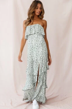 Kiya Layered Bandeau Maxi Dress White Floral Print -Selfie Leslie Shop 190123 sl12759 62355d white