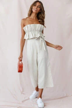 Thea Ruffle Crop Top Jumpsuit Natural -Selfie Leslie Shop 190123 sl12914 26835b01 natural