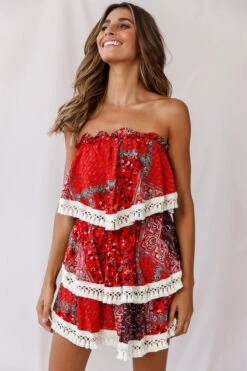 Palau Tassel-Trimmed Paisley Skirt Red -Selfie Leslie Shop 190123 sl13418 26918d s t red