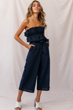 Thea Ruffle Crop Top Jumpsuit Navy 11 Thea Ruffle Crop Top Jumpsuit Navy -Selfie Leslie Shop 190123 sl13728 26835b01 navy