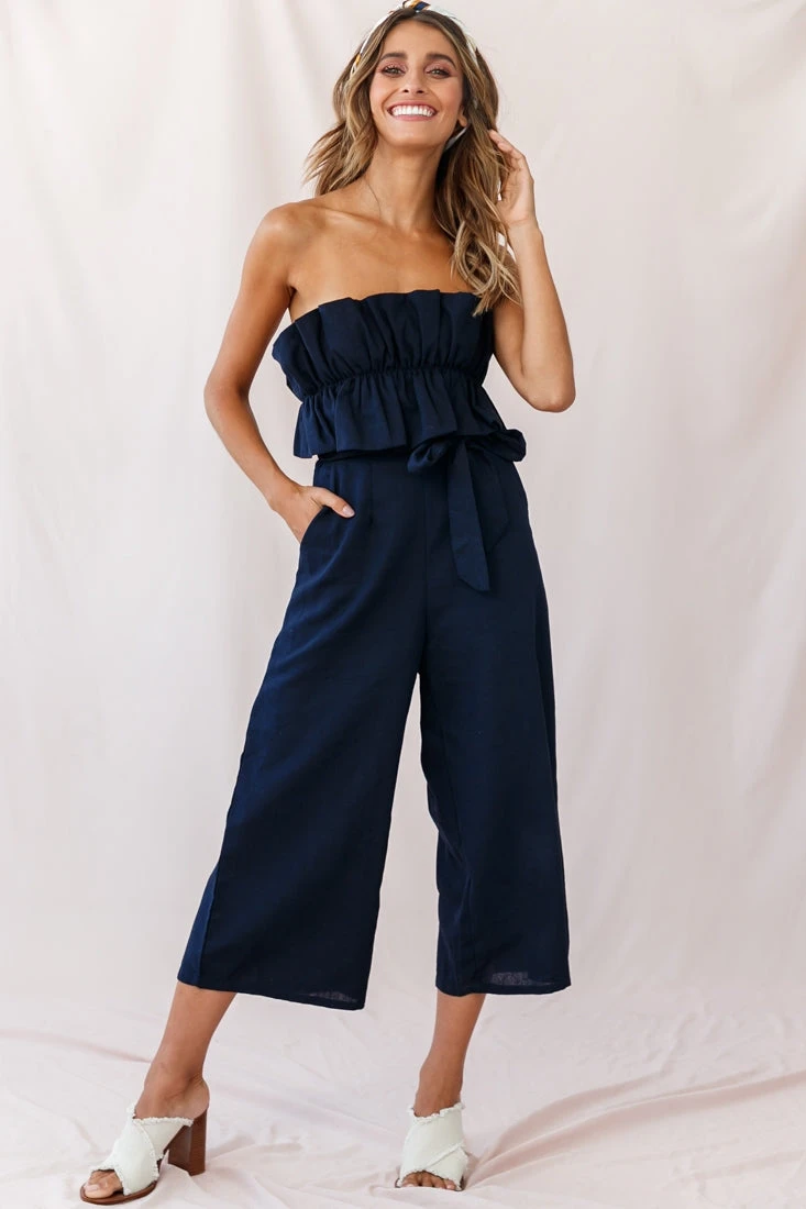 Thea Ruffle Crop Top Jumpsuit Navy 3 Thea Ruffle Crop Top Jumpsuit Navy