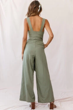 Dylan V-Neckline Wide Leg Jumpsuit Olive -Selfie Leslie Shop 190123 sl13859 st1696d olive