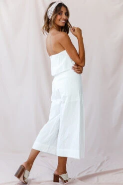 Saturday Layered Bandeau Wide Leg Capri Jumpsuit White -Selfie Leslie Shop 190123 sl14175 26381b01 white