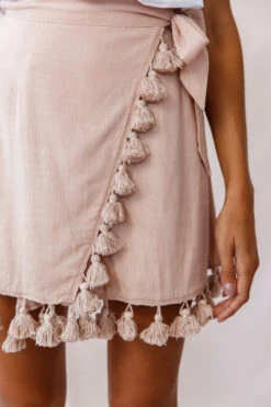 Kris Tassel Trimmed Wrap Skirt Mocha -Selfie Leslie Shop 190123 sl14192 cm0009b mocha