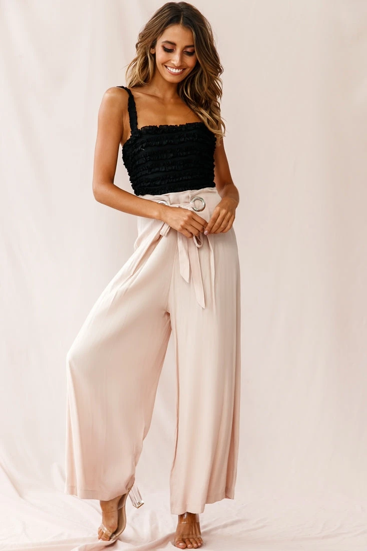 Saigon Wide Leg Eyelet Pants Mocha 3 Saigon Wide Leg Eyelet Pants Mocha