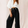 Saigon Wide Leg Eyelet Pants Black