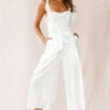 Kaia Ruffle Strap Wide-Leg Capri Jumpsuit White -Selfie Leslie Shop 190123 sl15271 26547d01 white