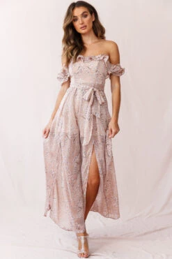 Jazz Bardot Neckline Wide Leg Split Jumpsuit Floral Print Blush 13 Jazz Bardot Neckline Wide Leg Split Jumpsuit Floral Print Blush -Selfie Leslie Shop 190219sl 0408 26926d01 blush