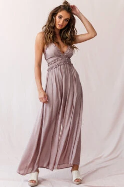 Laney Wide Leg Ruffle Detail Jumpsuit Mocha -Selfie Leslie Shop 190219sl 1119 62157bk05 mocha
