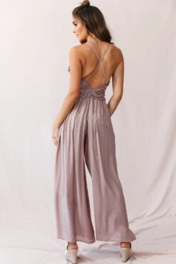 Laney Wide Leg Ruffle Detail Jumpsuit Mocha -Selfie Leslie Shop 190219sl 1124 62157bk05 mocha