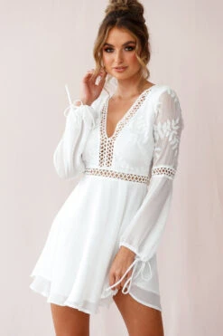 Carson Crochet Bell Sleeve Dress White -Selfie Leslie Shop 190219sl 1310 61244d09 white