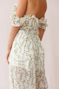 Jazz Bardot Neckline Wide Leg Split Jumpsuit Floral Print White -Selfie Leslie Shop 190219sl 1548 26926d01 white