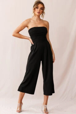 Chosen Strapless Wide Leg Jumpsuit Black 12 Chosen Strapless Wide Leg Jumpsuit Black -Selfie Leslie Shop 190219sl 1856 14289b black