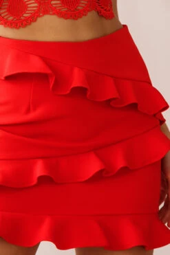 Frilled To Meet You Mini Skirt Red -Selfie Leslie Shop 190227sl1999 26958d red st1427b02 red