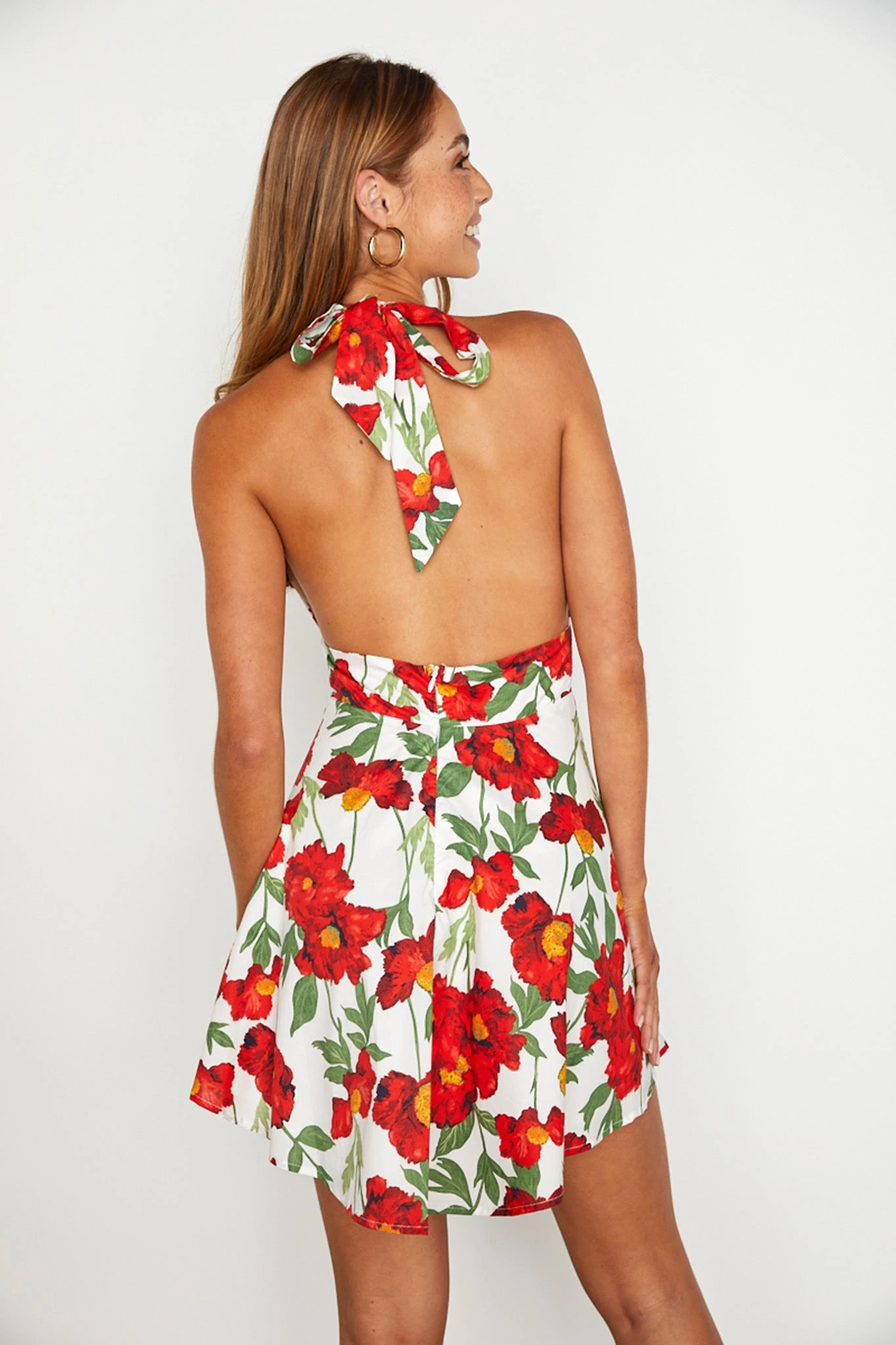 Ariana Halterneck Mini Dress Floral White/Red 4 Ariana Halterneck Mini Dress Floral White/Red - Image 2