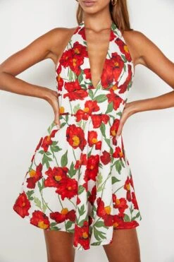 Ariana Halterneck Mini Dress Floral White/Red 10 Ariana Halterneck Mini Dress Floral White/Red -Selfie Leslie Shop 23688BR21 20WHITE RED 4