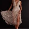 Ariana Sequin Midi Dress Beige