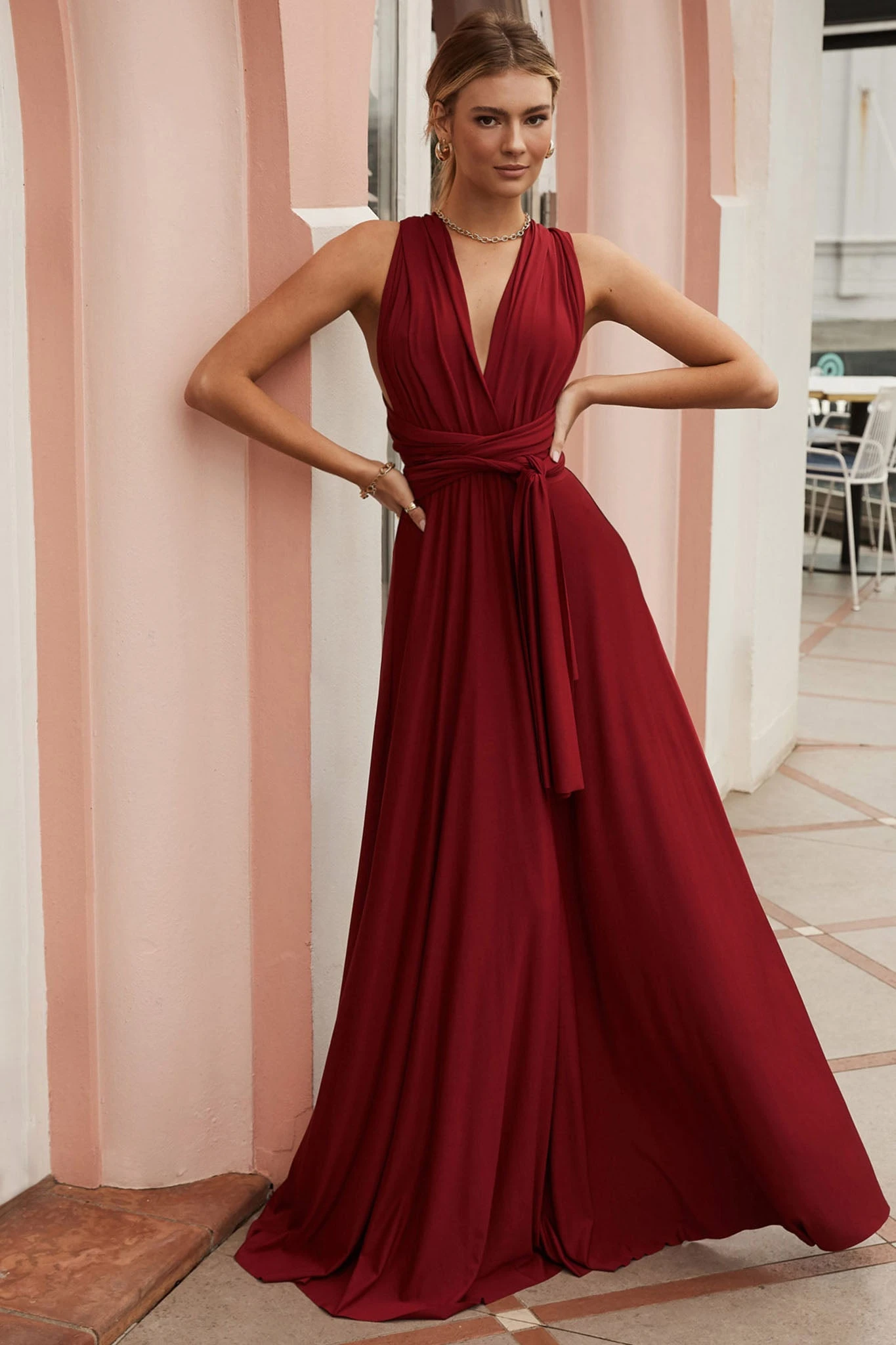 Ariana Multiway Maxi Dress Maroon 3 Ariana Multiway Maxi Dress Maroon