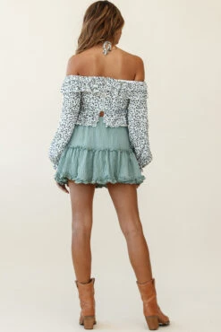 Alexi Mini Skirt Frill Trim Olive -Selfie Leslie Shop 25292B19 S OLIVE 2