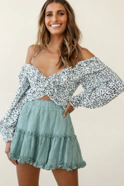 Alexi Mini Skirt Frill Trim Olive -Selfie Leslie Shop 25292B19 S OLIVE 4