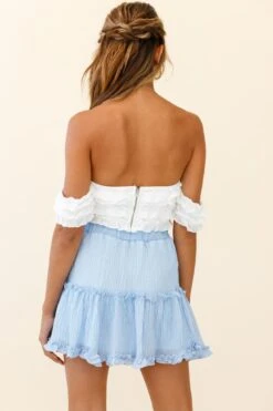 Alexi Mini Skirt Frill Trim Steel Blue -Selfie Leslie Shop 25292B19 S STEEL BLUE 5