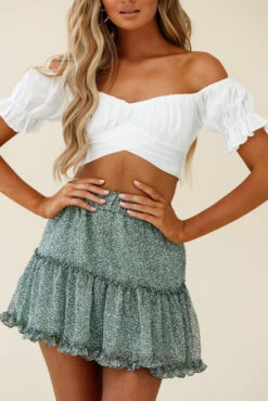 Alexi Frill Trim Mini Skirt Leopard Print Sage -Selfie Leslie Shop 25292B21 S SAGE LEOPARD 4