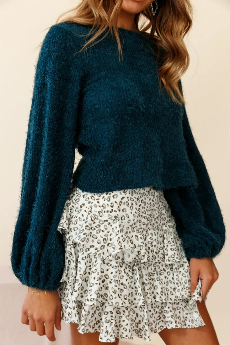 Adore Back-To-Front Twist Knit Crop Top Teal 7 Adore Back-To-Front Twist Knit Crop Top Teal - Image 5