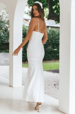 Darlene Front Split Flounce Hem Maxi Dress White 26 Darlene Front Split Flounce Hem Maxi Dress White -Selfie Leslie Shop 26875BWHITE 10