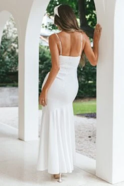 Darlene Front Split Flounce Hem Maxi Dress White 25 Darlene Front Split Flounce Hem Maxi Dress White -Selfie Leslie Shop 26875BWHITE 9