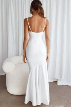 Darlene Front Split Flounce Hem Maxi Dress White 28 Darlene Front Split Flounce Hem Maxi Dress White -Selfie Leslie Shop 26875B WHITE 3