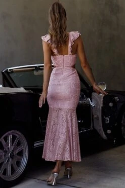 Pearl Ruffle Shoulder Lace Maxi Dress Pink -Selfie Leslie Shop 26923DC02 20PINK 8