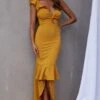 Pearl Ruffle Strap Twist Bust Dress Mustard 1 Pearl Ruffle Strap Twist Bust Dress Mustard -Selfie Leslie Shop 26923DR04 20MUSTARD 1