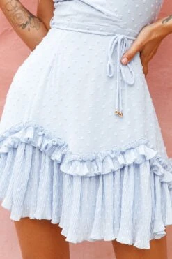 Erica Cami Strap Accordion Pleat Dress Hail Spot Baby Blue -Selfie Leslie Shop 27091D02 BABY BLUE 7