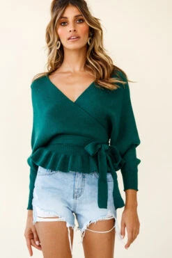 Amara Long Sleeve Knit Top Forest Green -Selfie Leslie Shop 27129b forest green 191029sl1372
