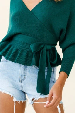 Amara Long Sleeve Knit Top Forest Green -Selfie Leslie Shop 27129b forest green 191029sl1376